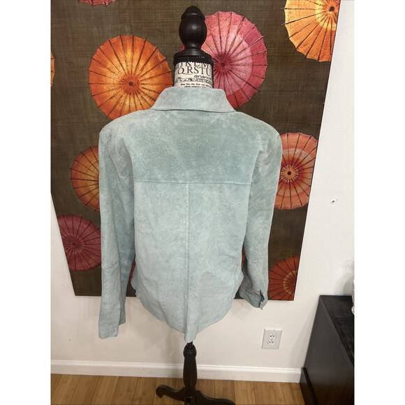 Mixit Light Blue Genuine Suede Classic Jacket Western Chic Retro Revival Sz 16 - Picture 3 of 9